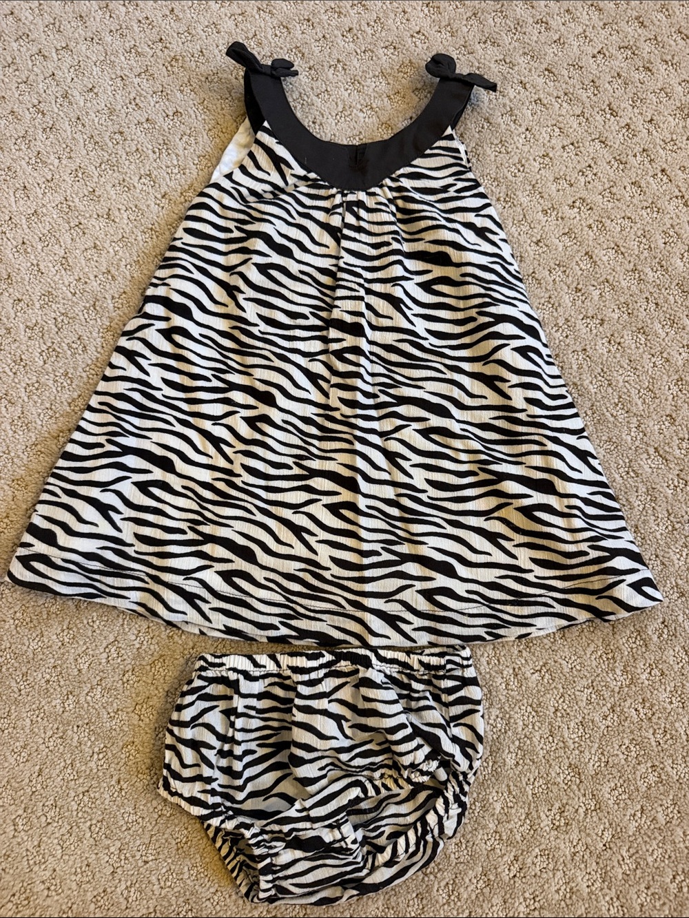 Janie & Jack  Black and White Zebra Print Baby Dress Set